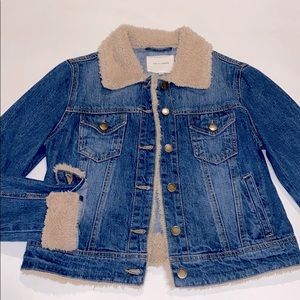 Forever 21 Jean Jacket w/ Faux Fur Collar and Trim